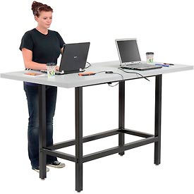 Global Industrial 695431 Interion® Standing Height Table With Power, 72"L x 36"W, Gray image.