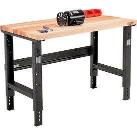 Global Industrial 319076 Global Industrial™ Adjustable Height Workbench, 48 x 30", Maple Square Edge, Black image.