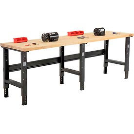 Global Industrial 319083 Global Industrial™ Extra Long Workbench, 96 x 30", Adjustable Height, Birch Square Edge, Black image.