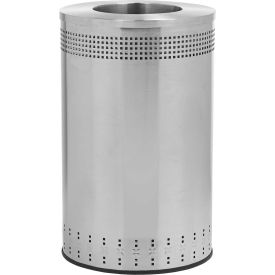 Dci  Marketing 782329 Precision® Stainless Steel Round Open Top Imprinted Trash Can, 45 Gallon image.