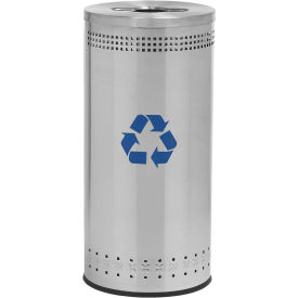 Precision Stainless Steel Round Open Top Imprinted Recycling Can, 25 Gallon