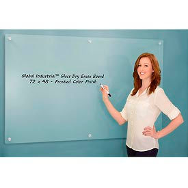 Global Industrial 695467 Global Industrial™ Frosted Glass Dry Erase Board, 72"W x 48"H image.