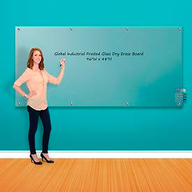 Global Industrial 695468 Global Industrial™ Frosted Glass Dry Erase Board, 96"W x 48"H image.