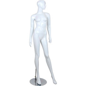Amko Displays Llc BELLA2 Female Mannequin -Hands to the Side, Left Leg Out- Gloss Finish, White image.