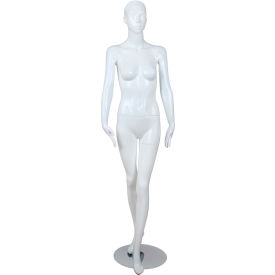 Female Mannequin - Hands to the Side, Left Leg in the Front - Gloss Finish, White