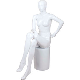 Female Mannequin - Seated, Crossed Leg, Stool Included - Gloss Finish, White