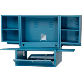 Global Industrial 695428BL Global Industrial™ Countertop Fold-Out Computer Cabinet, Blue image.