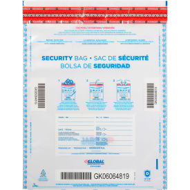 Global Industrial™ FraudStopper™ Tamper Evident Deposit Bag 12""W x 16""H Clear 100/Pack