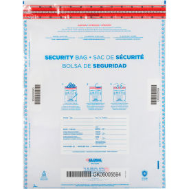 Global Industrial 320839 Global Industrial™ FraudStopper™ Tamper Evident Deposit Bag, 15"W x 20"H, Clear, 100/Pack image.