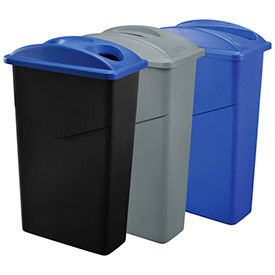 Global Industrial Recycling System For Paper/Bottles & Cans, 69 Gallon, Gray/Blue/Black