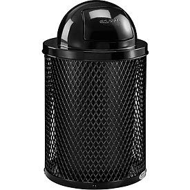 Global Industrial 261948BK Global Industrial™ Outdoor Steel Diamond Trash Can With Dome Lid, 36 Gallon, Black image.