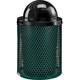 Global Industrial 261948GN Global Industrial™ Outdoor Steel Diamond Trash Can With Dome Lid, 36 Gallon, Green image.