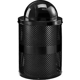 Global Industrial 261949BK Global Industrial™ Outdoor Perforated Steel Trash Can With Dome Lid, 36 Gallon, Black image.