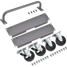 Global Industrial 670049 Caster & Handle Kit for Global Industrial™ 16-Chromebook & Laptop Charging Cabinet, Gray image.
