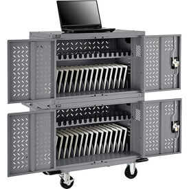Global Industrial 670052 Global Industrial™ 32-Device Charging Cart For Chromebooks & Tablets, Gray, Unassembled image.