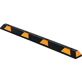 Global Industrial 708111 Global Industrial™ Rubber Parking Stop/Curb Block, 72"L, Black w/ Yellow Stripes image.