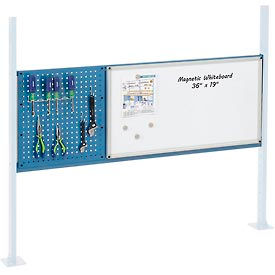 Global Industrial 319176BL Global Industrial™ 18" Pegboard & 36" Whiteboard Panel Kit, 60"W, Blue image.