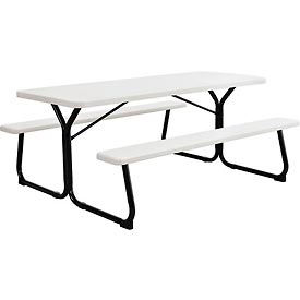 Global Industrial 695484 Global Industrial™ 6 Blow Molded Plastic Picnic Table, White image.