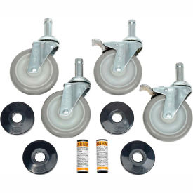 Nexel® Stainless Steel Stem Casters - Set of (4) 5"" Polyurethane (2) with Brakes 1200 Lb. Cap.