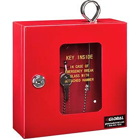Global Industrial 493372 Global Industrial™ Emergency Key Box, 6-1/4"W x 2"D x 6-7/8"H, Keyed Differently, Red image.