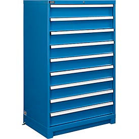 Global Industrial 298450BL Global Industrial™ Modular Drawer Cabinet, 9 Drawers, w/Lock, 36"W x 24"D x 57"H, Blue image.
