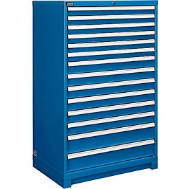 Global Industrial 298451BL Global Industrial™ Modular Drawer Cabinet, 14 Drawers, w/ Lock, 36"W x 24"D x 57"H, Blue image.