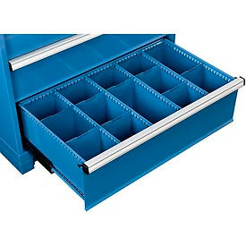 Global Industrial 298457 Global Industrial™ Dividers for 10"H Drawer of Modular Drawer Cabinet 36"Wx24"D, Blue image.