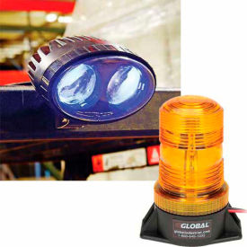 Global Industrial 988938 Global Industrial™ (2) Forklift LED Pedestrian Warning Light + (1) LED Amber Strobe Light Combo image.