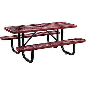 Global Industrial 277152RD Global Industrial™ 6 Rectangular Picnic Table, Expanded Metal, Red image.