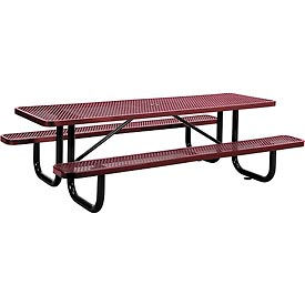 Global Industrial 277153RD Global Industrial™ 8 Rectangular Picnic Table, Expanded Metal, Red image.