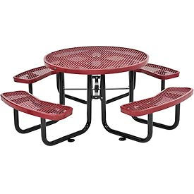 Global Industrial 277150RD Global Industrial™ 46" Round Picnic Table, Expanded Metal, Red image.