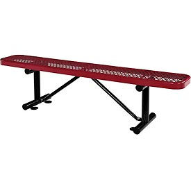 Global Industrial 277156RD Global Industrial™ 6 Outdoor Steel Flat Bench, Expanded Metal, Red image.