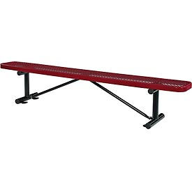 Global Industrial 277157RD Global Industrial™ 8 Outdoor Steel Flat Bench, Expanded Metal, Red image.