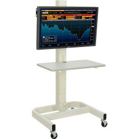 Global Industrial 239192ABGE Global Industrial™ LCD/Plasma Mobile Workstation with Power Outlet, Beige image.