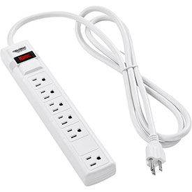 Global Industrial 501617 Global Industrial™ Surge Protected Power Strip, 5+1 Outlets, 15A, 90 Joules, 6 Cord image.
