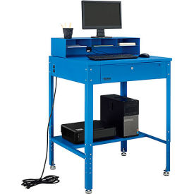 Global Industrial 319355 Global Industrial™ Flat Surfaced Shop Desk w/ Pigeonhole Riser, 34-1/2"W x 30"D, Blue image.