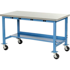 Global Industrial 319361BBL Global Industrial™ 48x30 Mobile Production Workbench Power Apron Stainless Steel Square Edge BL image.
