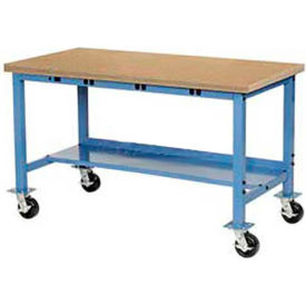 Global Industrial 319365BBL Global Industrial™ Mobile Workbench, 48 x 30", Power Outlets, Shop Top Safety Edge, Blue image.