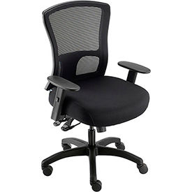 Interion Asynchronous Tilt Big & Tall Mesh Back Chair w/High Back & Adj. Arms, Fabric, Black