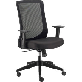Global Industrial 695488 Interion® Mesh Office Chair With Mid Back & Adjustable Arms, Fabric, Black image.