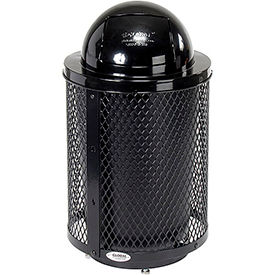 Global Industrial 261948BKD Global Industrial™ Outdoor Diamond Steel Trash Can With Dome Lid & Base, 36 Gallon, Black image.