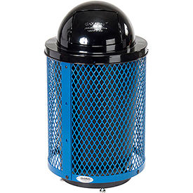 Global Industrial 261948BLD Global Industrial™ Outdoor Diamond Steel Trash Can With Dome Lid & Base, 36 Gallon, Blue image.