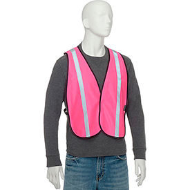 Global Industrial 708149 Global Industrial™ Hi-Vis Safety Vest, 1 Reflective Strip, Polyester, Pink, One Size image.