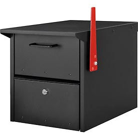 Global Industrial 493409BK Global Industrial™ Residential Mailbox 12-1/2x13-5/8x14 Front/Rear Access Locking Door BLK image.