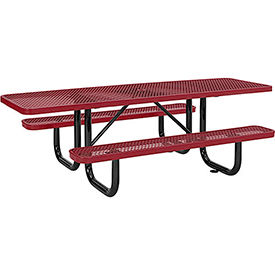Global Industrial 695289RD Global Industrial™ 8 Picnic Table, ADA Compliant, Expanded Metal, Red image.
