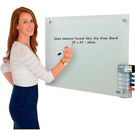 Global Industrial 695498 Global Industrial™ Frosted Glass Dry Erase Board, 36"W x  24"H image.
