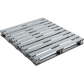 Global Industrial 298533 Global Industrial™ Stackable Open Deck Pallet, Galvanized Steel,2-Way,48"x42",8000 Lb Stat Cap image.