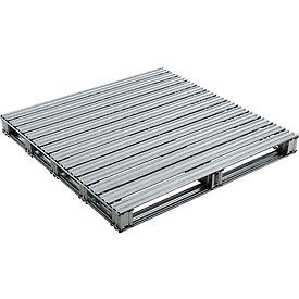 Global Industrial 298534 Global Industrial™ Stackable Open Deck Pallet, Galvanized Steel,2-Way,48"x48",8000 Lb Stat Cap image.