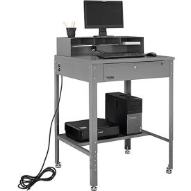 Global Industrial 319392 Global Industrial™ Flat Surfaced Shop Desk w/ Pigeonhole Riser, 34-1/2"W x 30"D, Gray image.
