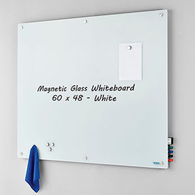 Global Industrial 695511 Global Industrial™ Magnetic Glass Whiteboard, 60"W x 48"H image.